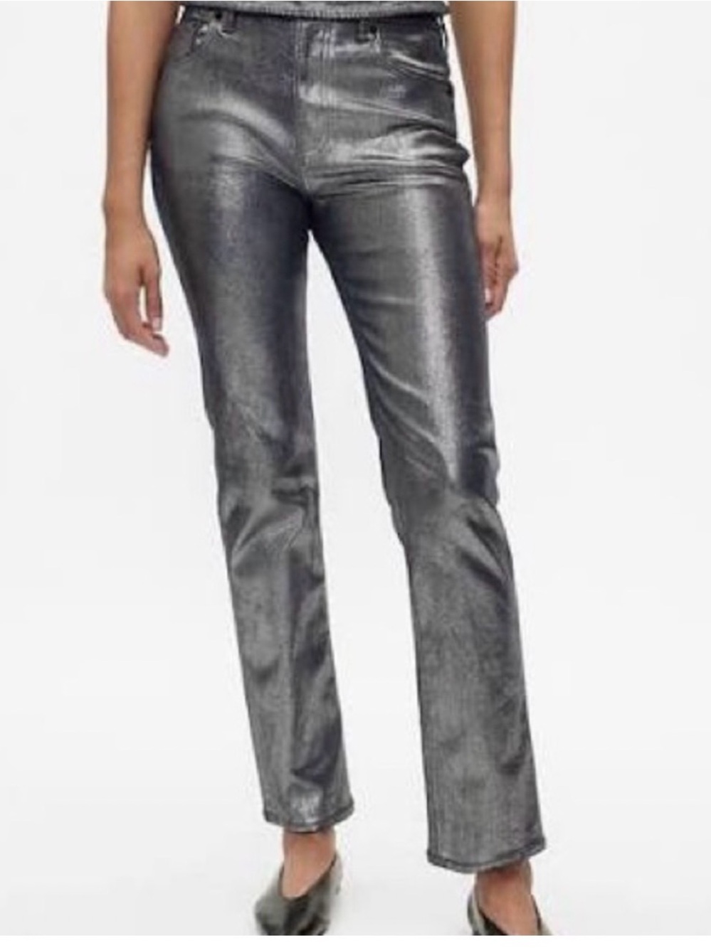New, GAP, Dark Gray Metallic Silver Boot Cut Jeans (never worn) Size 26 Short